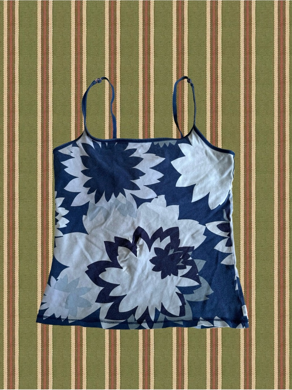 Express Navy and White Floral Spaghetti Strap Camisole
